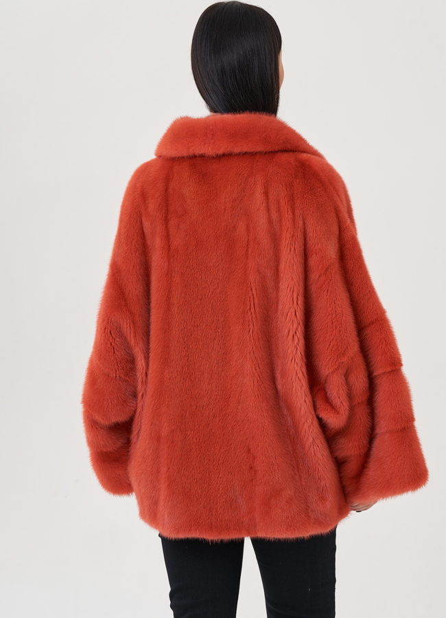 Шуба из норки с английским воротником  модель № 81023 универмаг малина