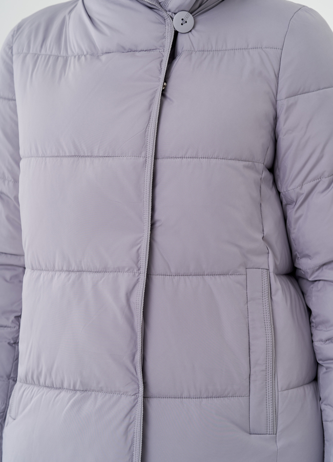 Женское пальто пуховик в сером цвете модель № 81344 в рассрочку