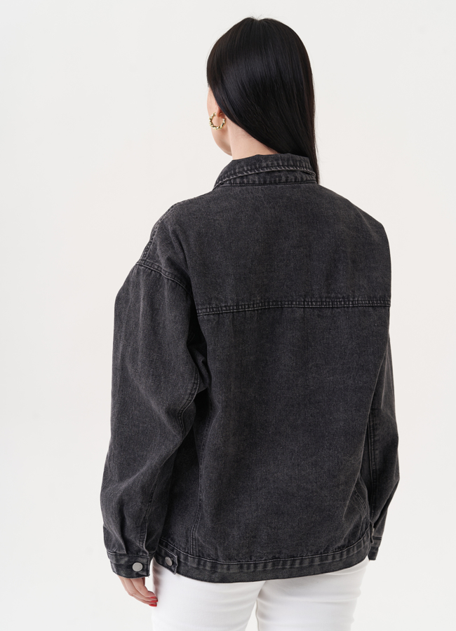 Джинсовая куртка серого цвета модель № 27251 в рассрочку