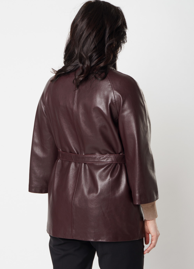 Удлиненная кожаная куртка модель № 10650 в кредит