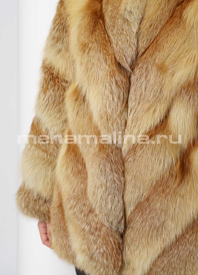 Шуба из лисы с воротником стойка  модель № S-736 универмаг малина