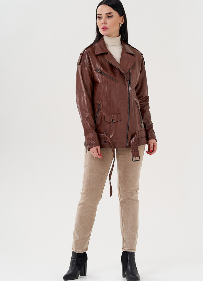 Куртка - косуха коричневого цвета модель № 24378 универмаг малина Куртка - косуха коричневого цвета модель № 24378 универмаг малина