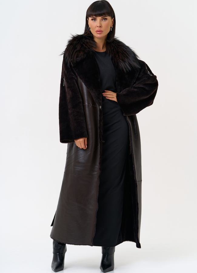 Женская натуральная дубленка с воротником из меха лисы модель № 31609 универмаг малина Женская натуральная дубленка с воротником из меха лисы модель № 31609 универмаг малина