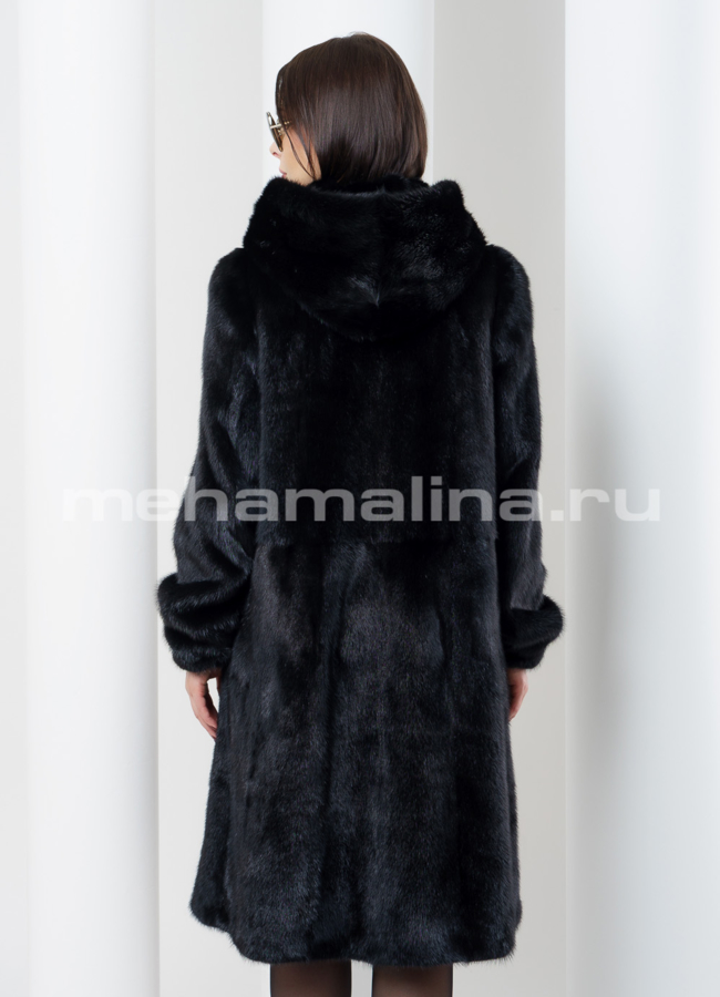 Норковая шуба с капюшоном модель № S-482 в кредит