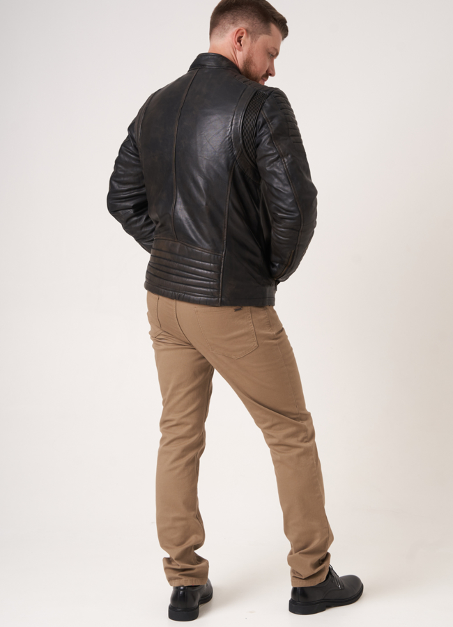 Кожаная куртка на молнии  модель № 773 в кредит