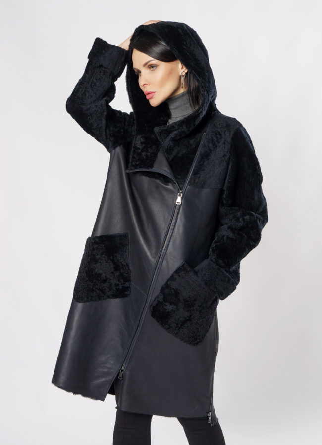 Дубленка на молнии с капюшоном модель № 3566-97 универмаг малина