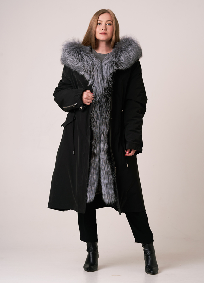 Меховая парка с отделкой из чернобурки модель № 3936 меха малина