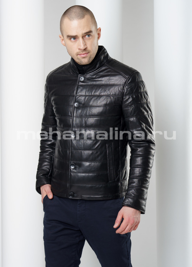 Кожаная куртка модель № KP-216 универмаг малина