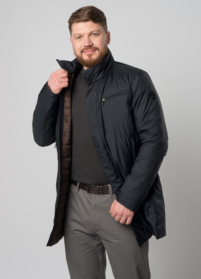 Плащ мужской утепленный синего цвета модель № BAROLO универмаг малина