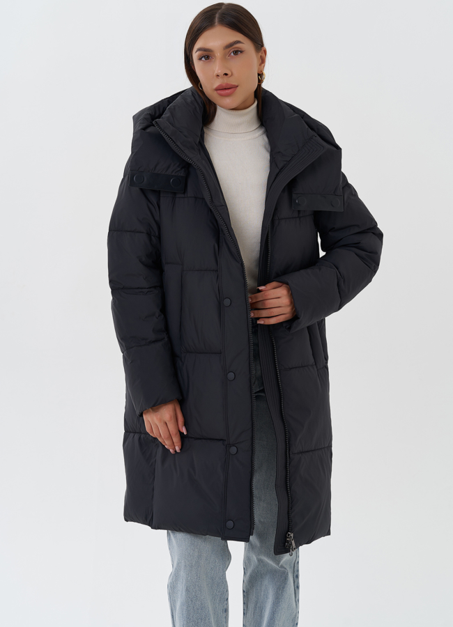 Стеганый пуховик с капюшоном модель № 28502 универмаг малина