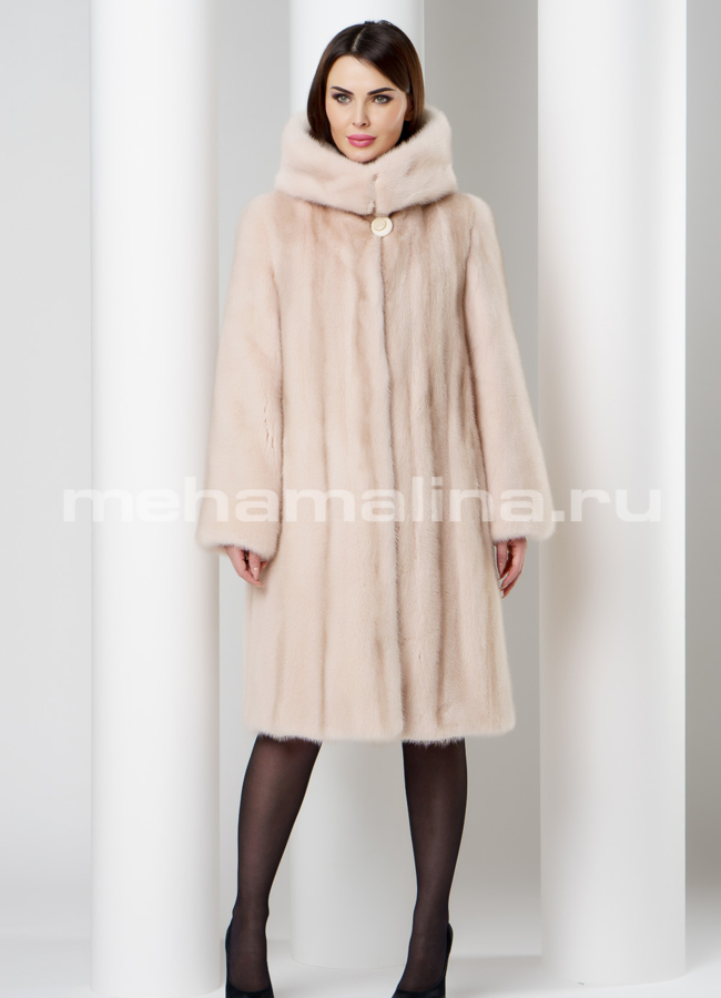 Светлая шуба из норки модель № S-569 в кредит