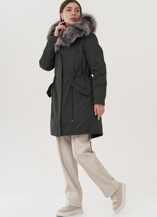 Женская парка с меховой отделкой  модель № 23774 в кредит