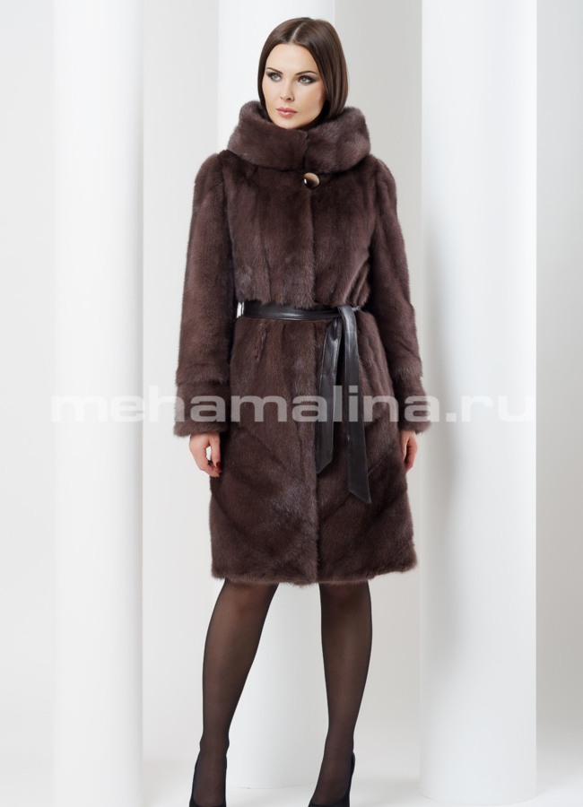 Шуба из норки с капюшоном модель № S-485 в рассрочку