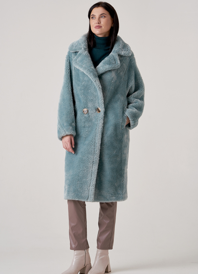 Пальто из эко меха с английским воротником  модель № 8257 универмаг малина