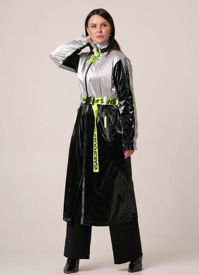 Плащ женский с поясом модель № 121 меха малина