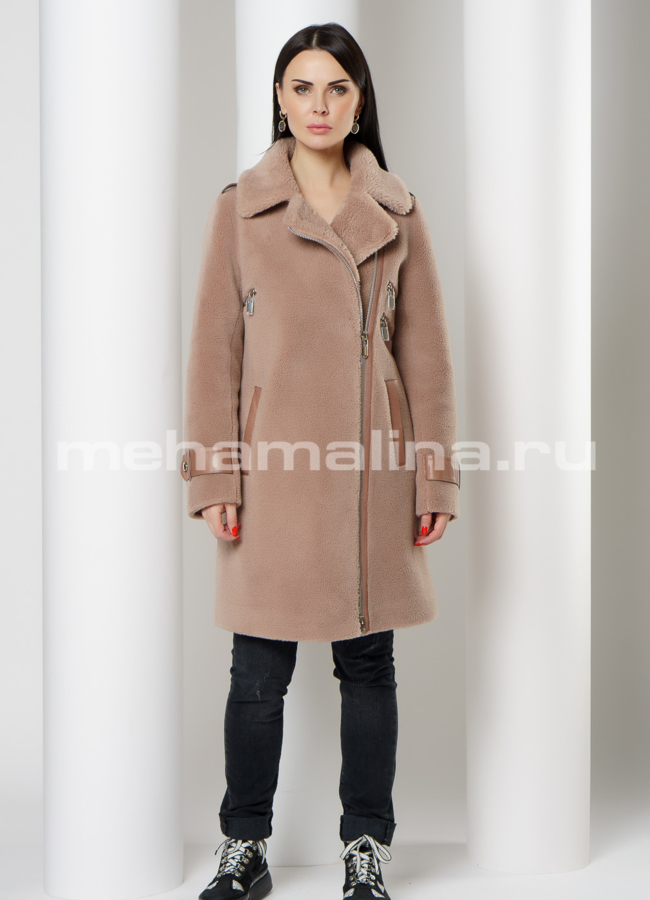 Пальто из овечьей шерсти с отложным воротником модель № 9170 в рассрочку