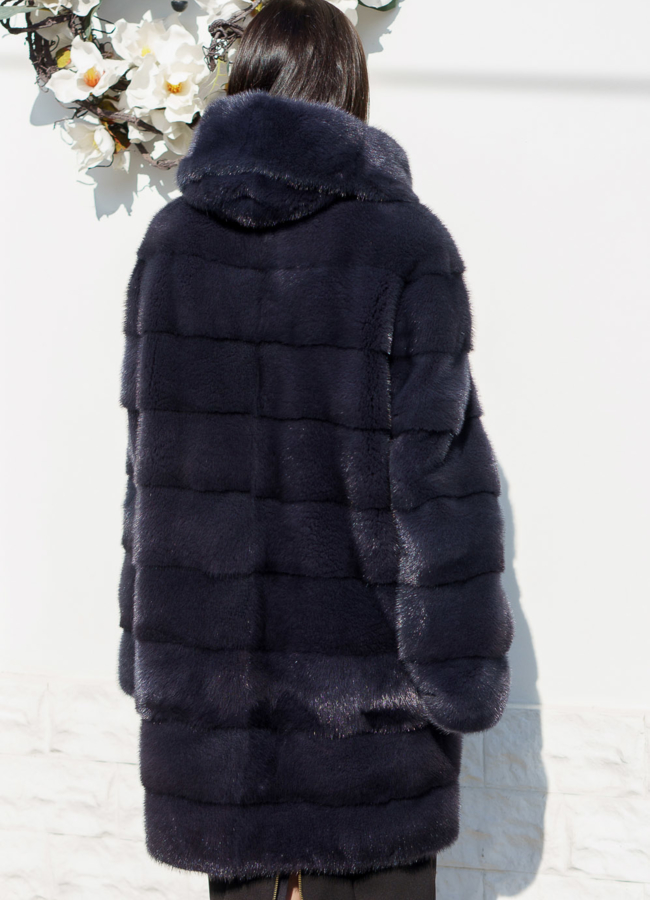 фото Норковая шуба из скандинавской норки с капюшоном модель № R15.02