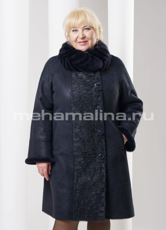 Дубленка женская, отделка кружево модель № D-134 в кредит