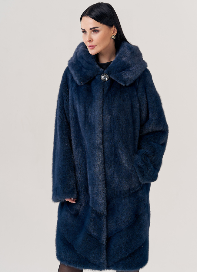 Женская норковая шуба с капюшоном  модель № 23784 универмаг малина