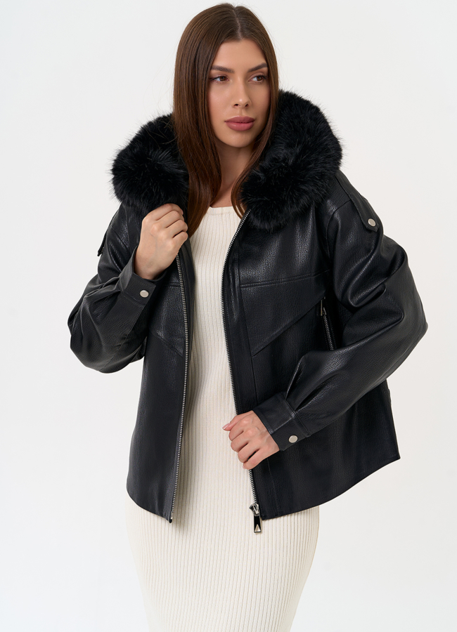 Женская утепленная куртка из эко кожи с поясом модель № 31494 универмаг малина Женская утепленная куртка из эко кожи с поясом модель № 31494 универмаг малина