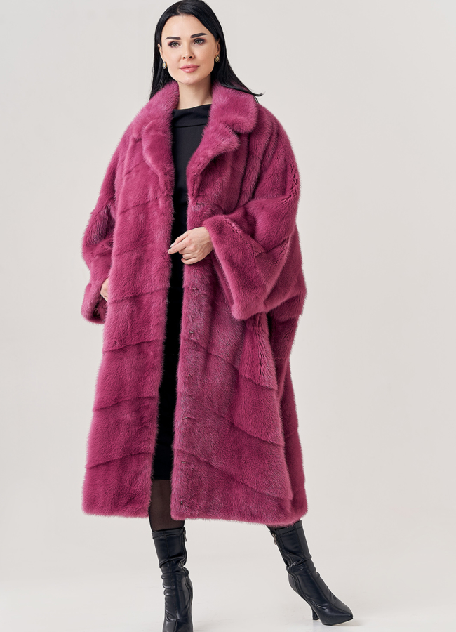 Шуба из норки с английским воротником  модель № 23818 универмаг малина