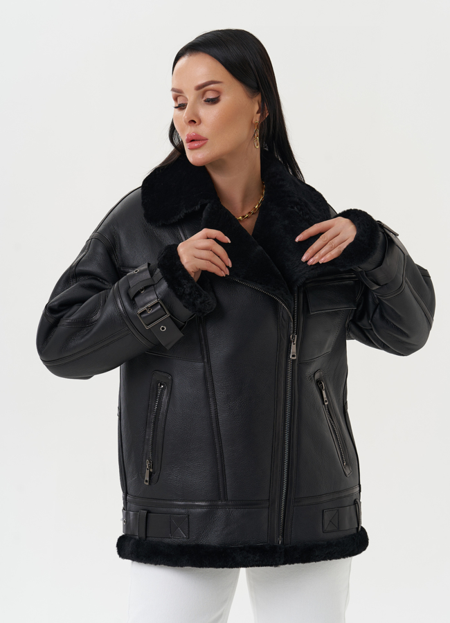 Женская натуральная дубленка модель № 28427 универмаг малина