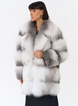 Шуба из белой лисы