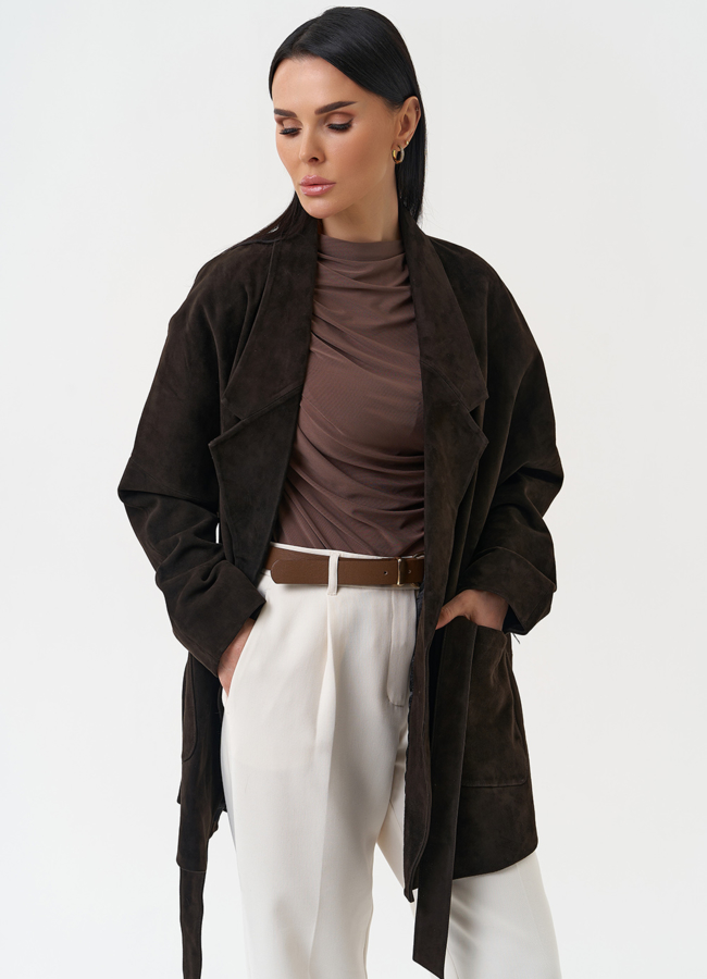 Куртка из натуральной замши коричневого цвета модель № 30400 в кредит Куртка из натуральной замши коричневого цвета модель № 30400 в кредит