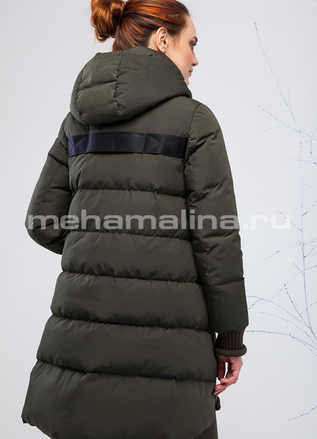 фото Женский пуховик цвета хаки модель № П-181
