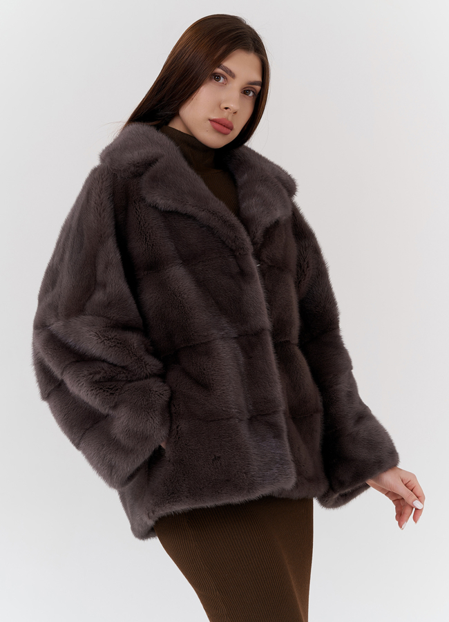 Куртка из норки с английским воротником  модель № 24227 универмаг малина