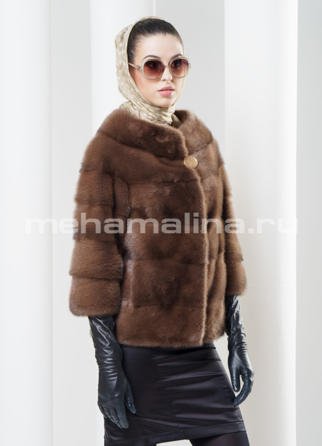 фото Шуба норка, укороченная, цвет соболь модель № S-333