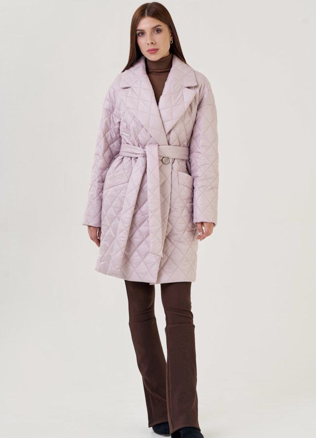 Женское утепленное пальто с английским воротником  модель № 22465 меха малина