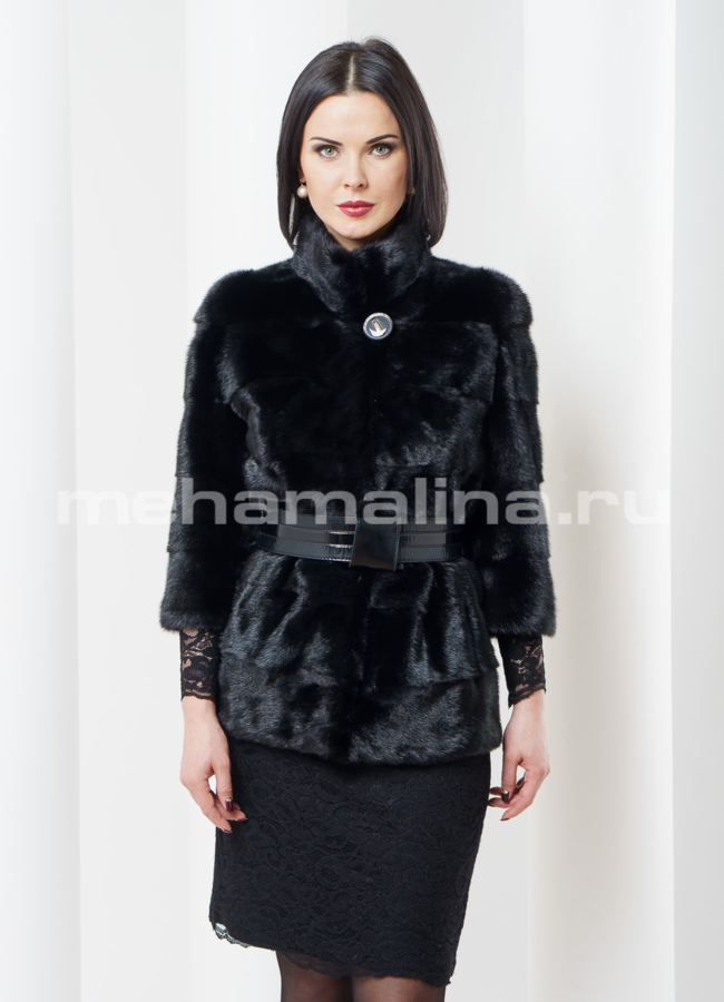 фото Шуба норка черного цвета модель № S-351