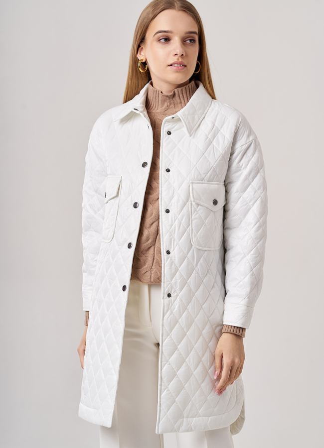 Полупальто-рубашка белого цвета модель № 38 универмаг малина