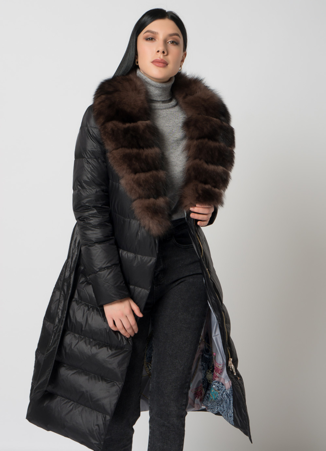 Пуховик с английским воротником из песца модель № 2191 универмаг малина