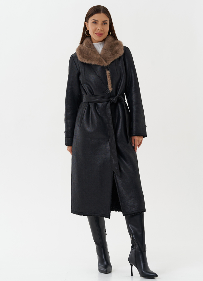 Двухсторонняя дубленка из эко кожи модель № 27781 в рассрочку
