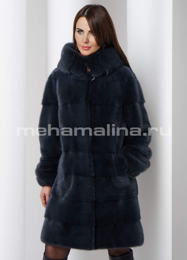 Шуба из скандинавской норки в цвете графит модель № S-506 универмаг малина