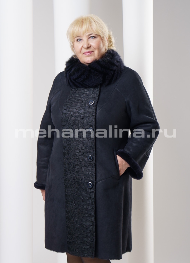 фото Дубленка женская, отделка кружево модель № D-134