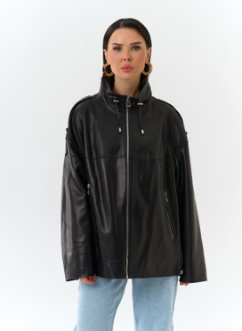 Куртка из натуральной кожи с воротником стойка