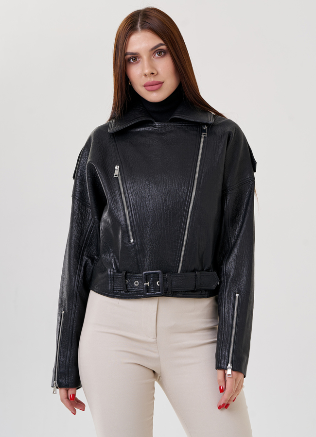 Косуха из натуральной кожи с принтом модель № 79082 универмаг малина