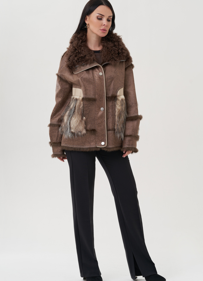 Женская куртка с отложным воротником шоколадного цвета модель № 25552 универмаг малина