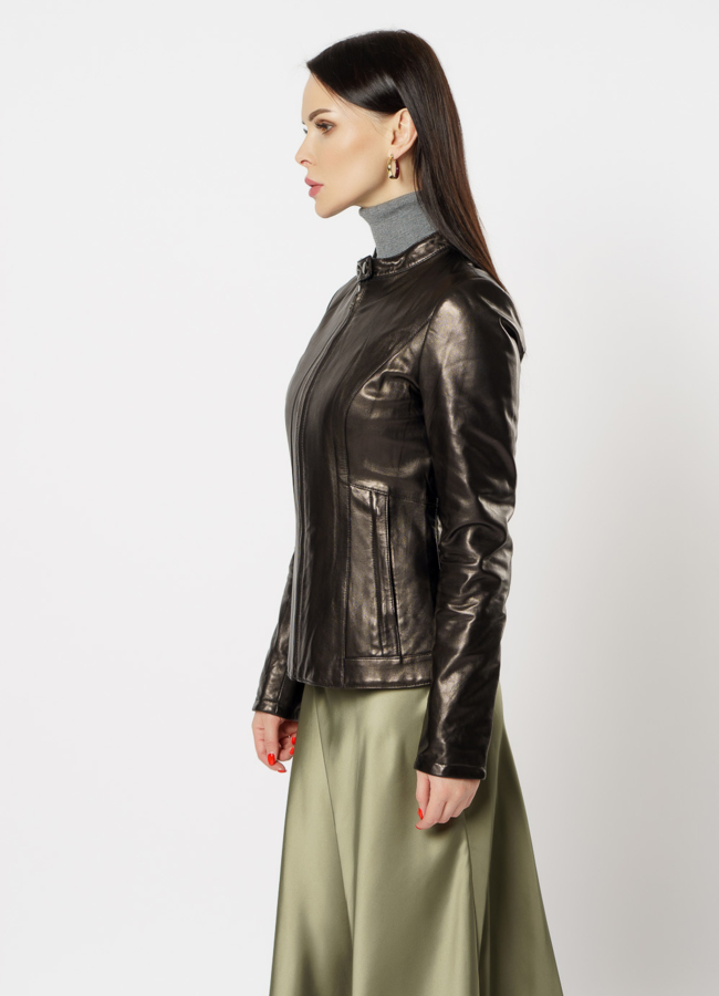 Куртка кожаная на молнии модель № 10627 универмаг малина