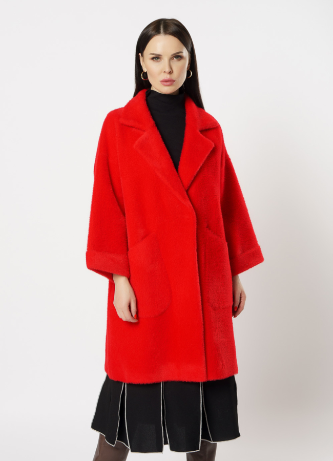 Красное пальто модель № 1116 универмаг малина