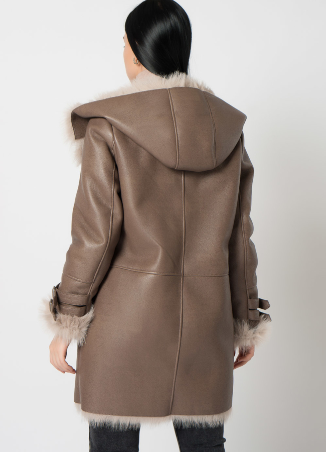 Дубленка из эко меха под тоскану модель № 79315 в кредит