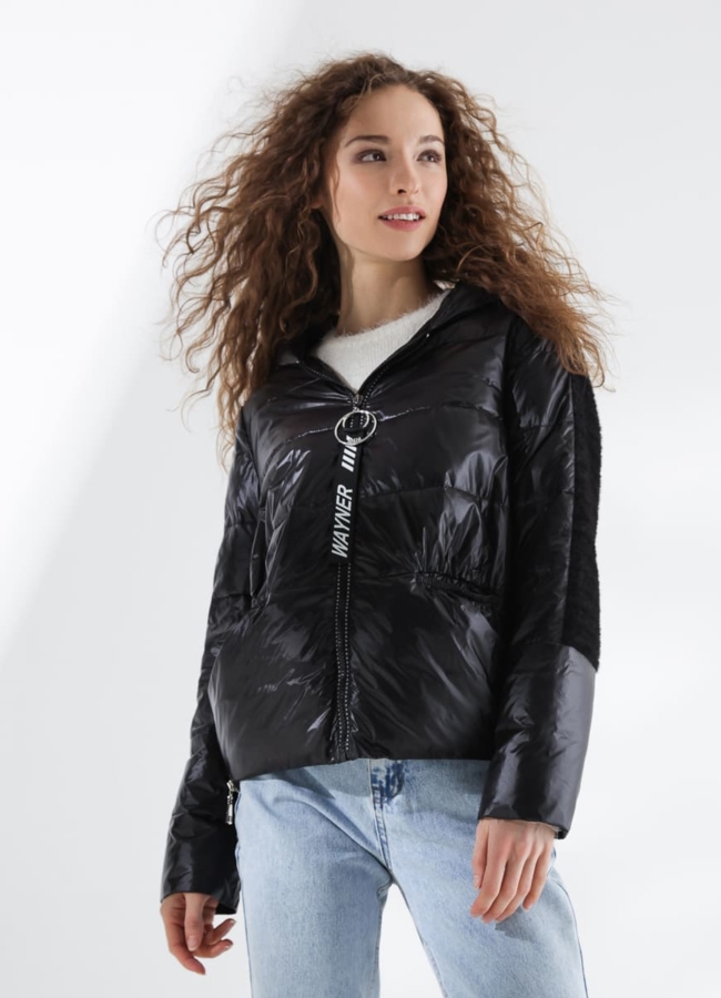 Куртка с капюшоном модель № 7722 меха малина