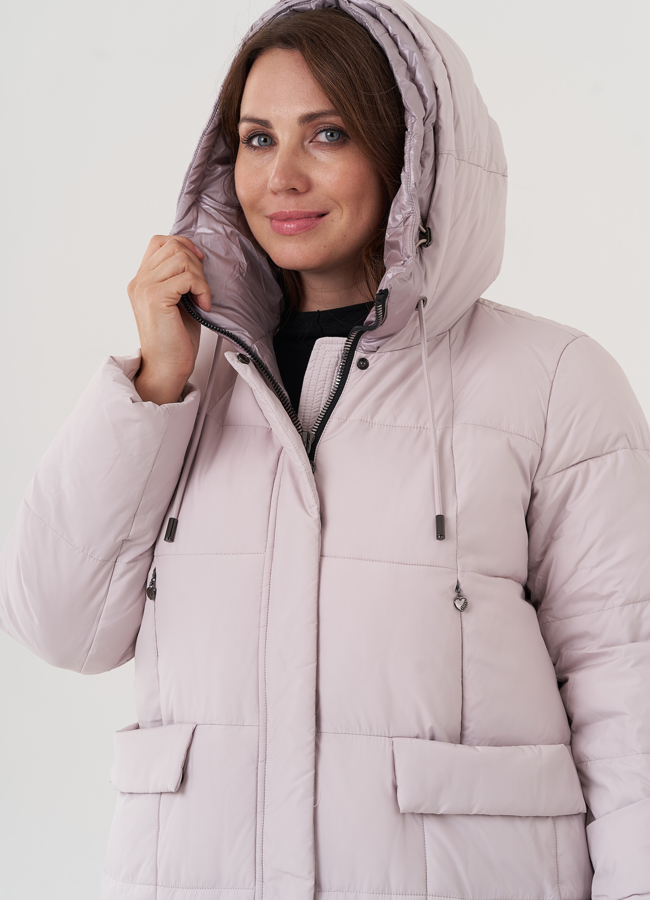 Женский пуховик с капюшоном  модель № 25722 универмаг малина