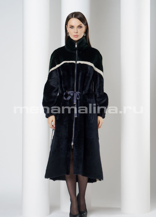 Дубленка на молнии с воротником стойка  модель № 7892 универмаг малина