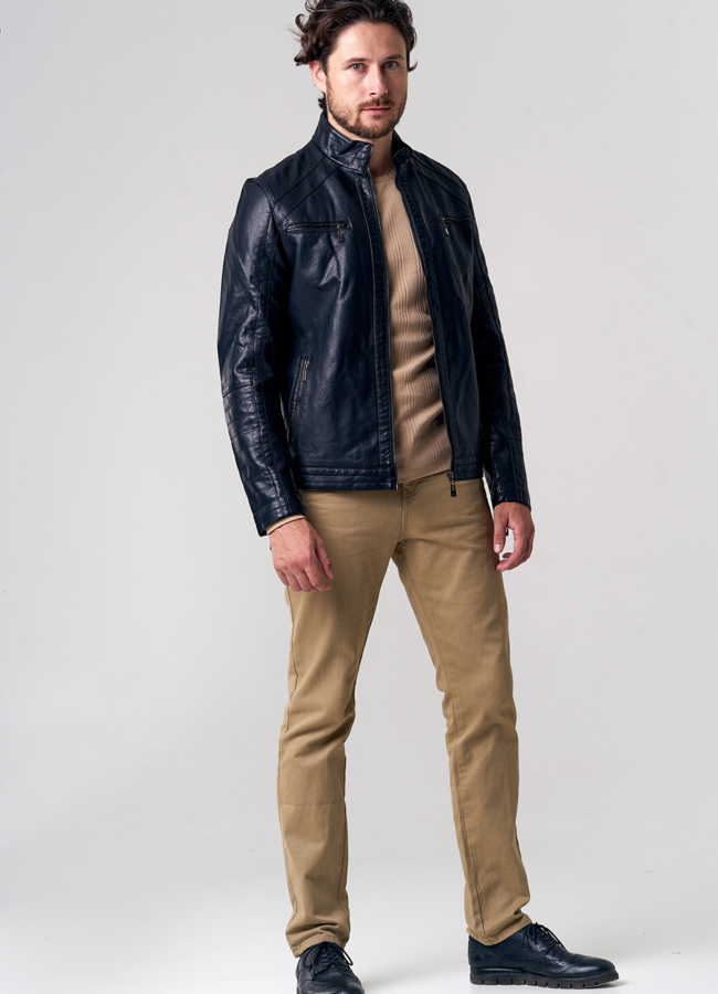 Куртка из эко кожи черного цвета модель № 1298 в рассрочку