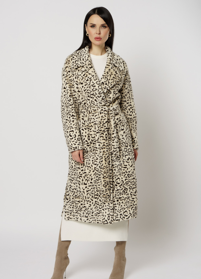 фото Женское пальто с леопардовым принтом модель № 18295