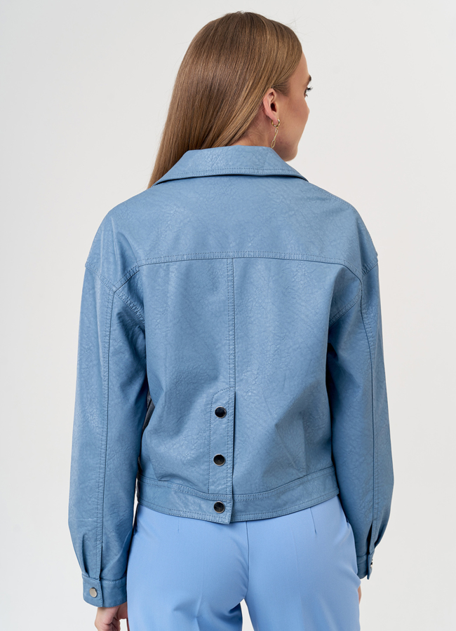 Куртка из эко кожи в голубом цвете модель № 21188 в кредит